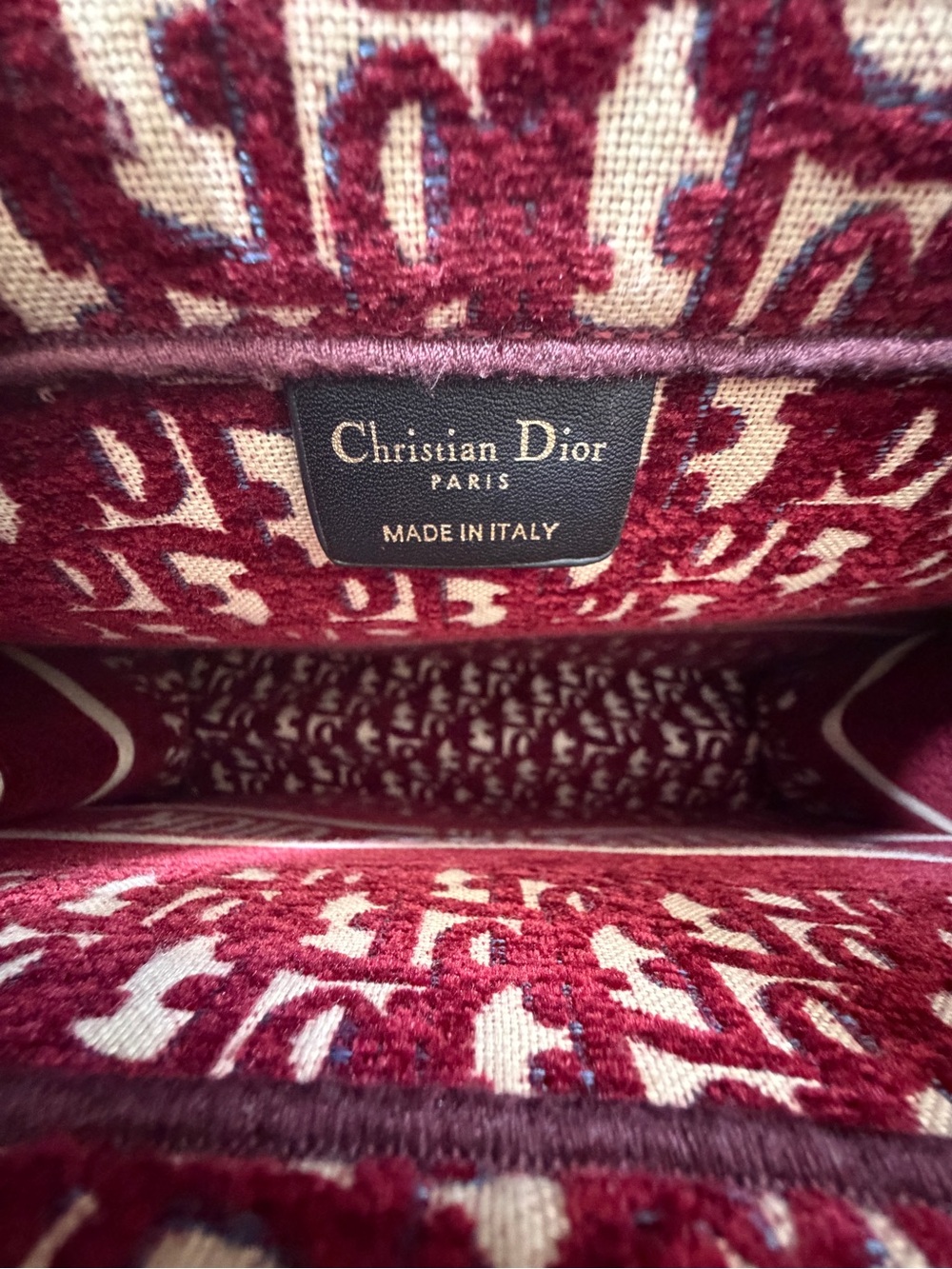 Dior Burgundy and Cream Christian Dior Book Tote with Matching Wallet - Picture 3 of 3